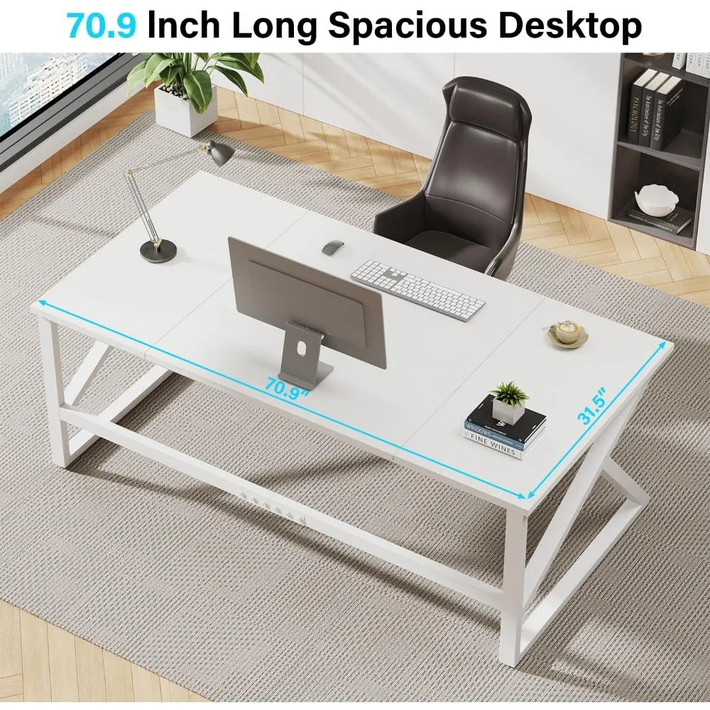 Modern Extra Long White Computer Desk