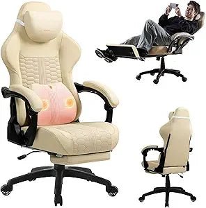Big and Tall Gaming Chair with Massage and Footrest