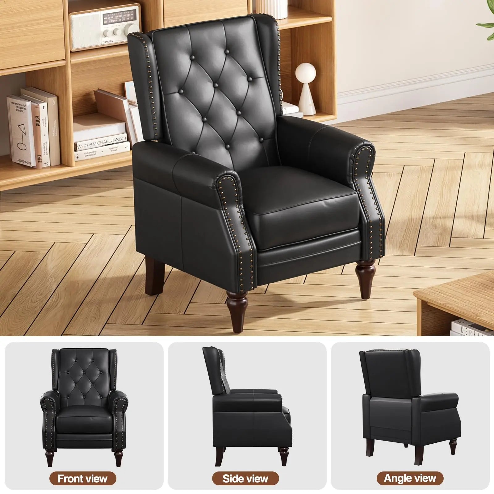 Mid Century Modern Tufted Leather Armchair