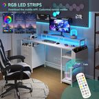Home Office Desk with Drawers and Monitor Stand