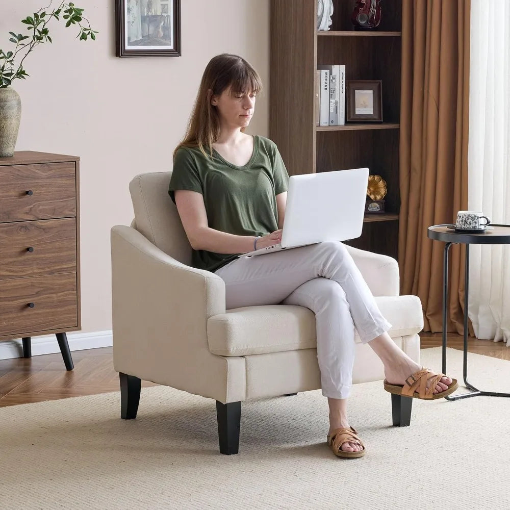Modern Upholstered Accent Chair with Wood Legs