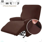 4-Piece Solid Stretch Recliner Sofa Cover