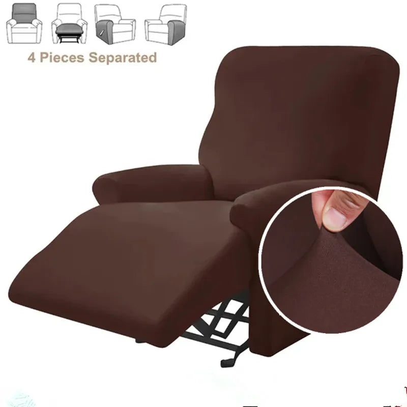 4-Piece Solid Stretch Recliner Sofa Cover