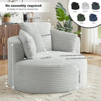 Oversized Round Corduroy Chaise Longue Chair