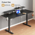 Electric Standing Desk with Adjustable Monitor Shelves