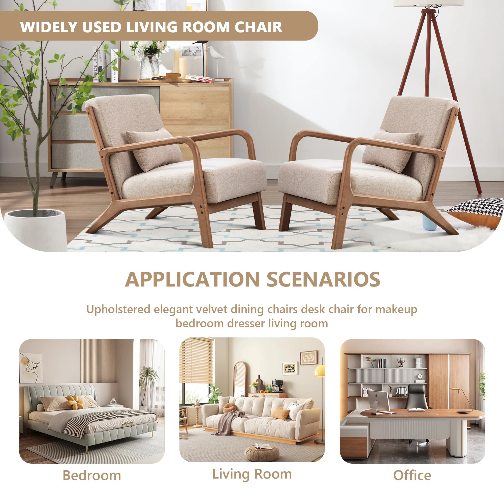 Solid Wood Casual Living Room Chair with Pillow