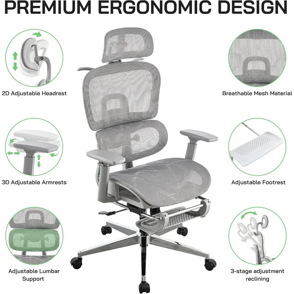 Mesh Ergonomic Office Chair with Footrest