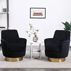 Modern Velvet Swivel Barrel Chair Set of 2