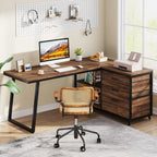 53-Inch Industrial L-Shaped Computer Desk