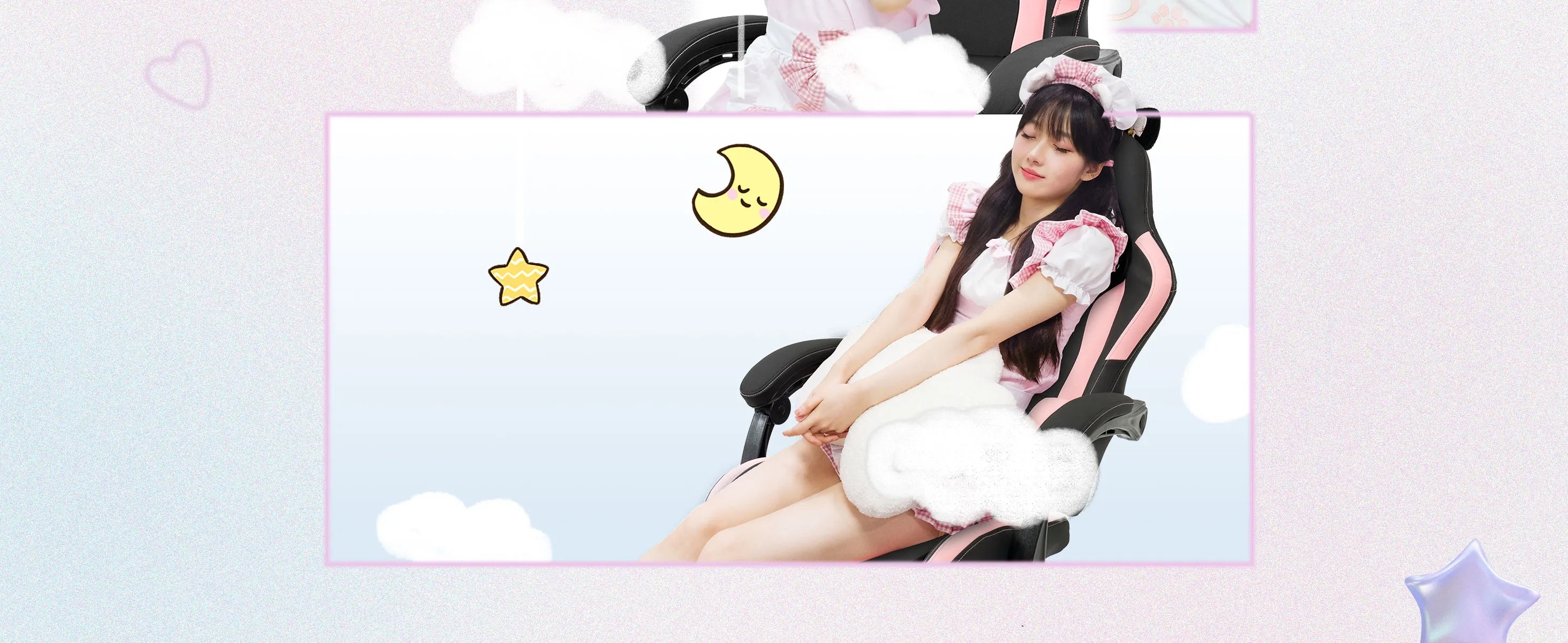 Cute Gaming Chair with Cat Ears and Massage