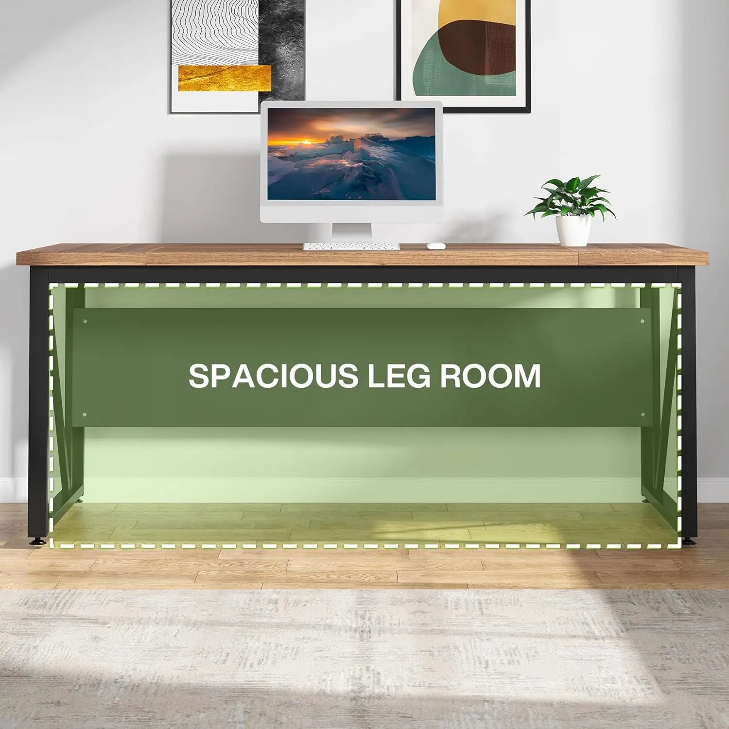 L-Shaped Executive Desk with Lateral File Cabinet