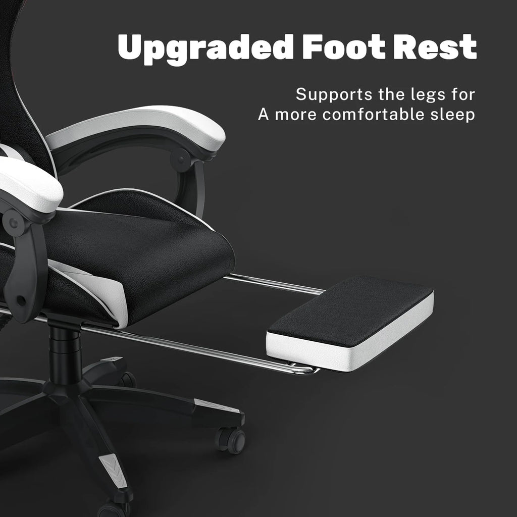 Ergonomic Gaming Chair with Footrest and Headrest