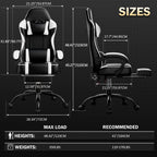 Ergonomic Gaming Chair with Footrest and Headrest