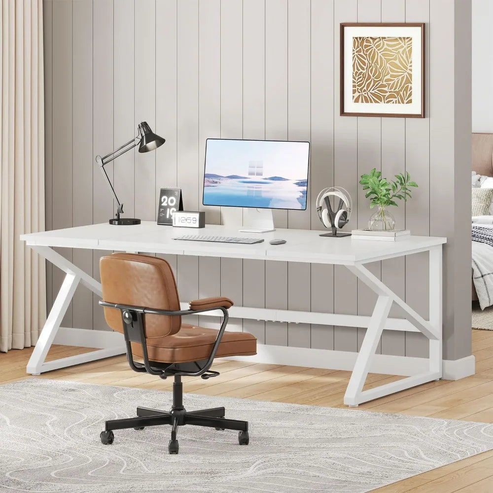 Modern Extra Long White Computer Desk