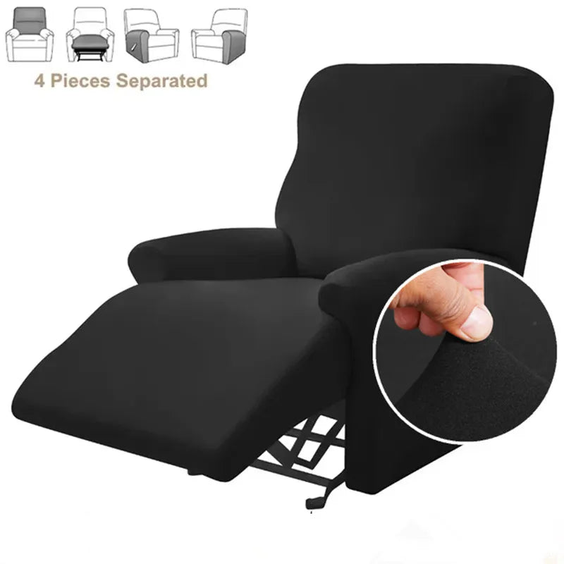 4-Piece Solid Stretch Recliner Sofa Cover