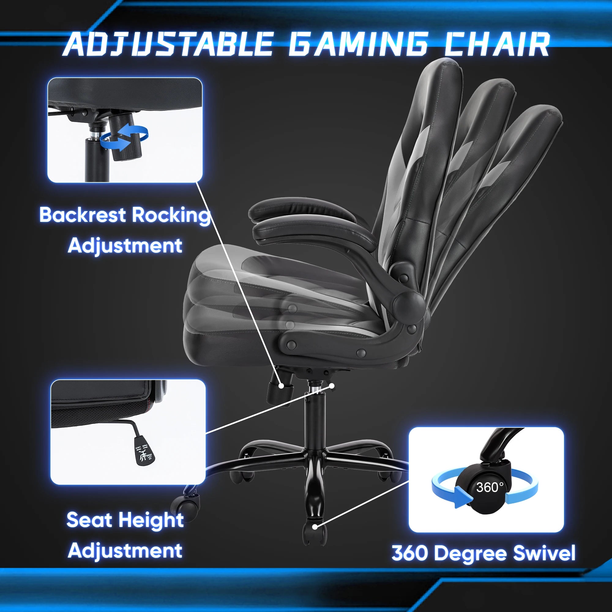 Adjustable PU Leather Racing Gaming Chair
