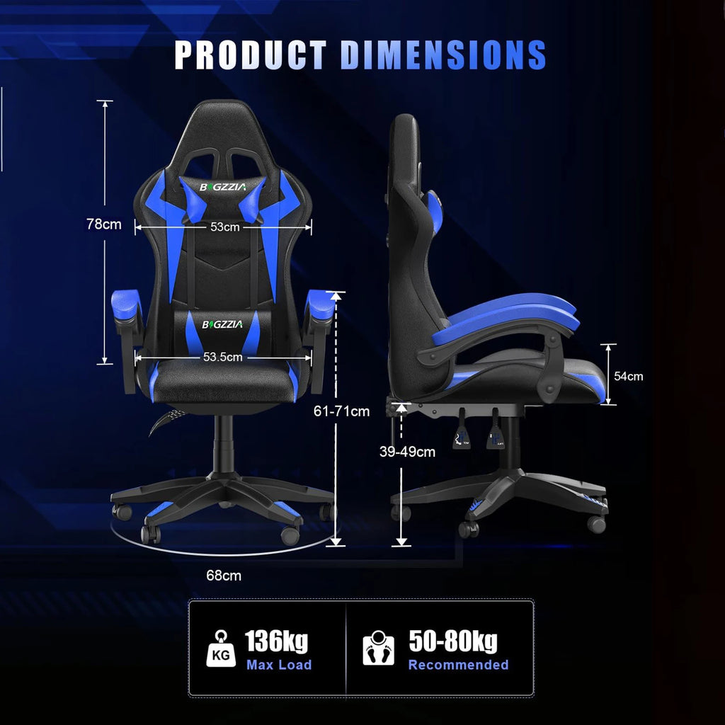 RGB Gaming Chair with LED Lights and Headrest