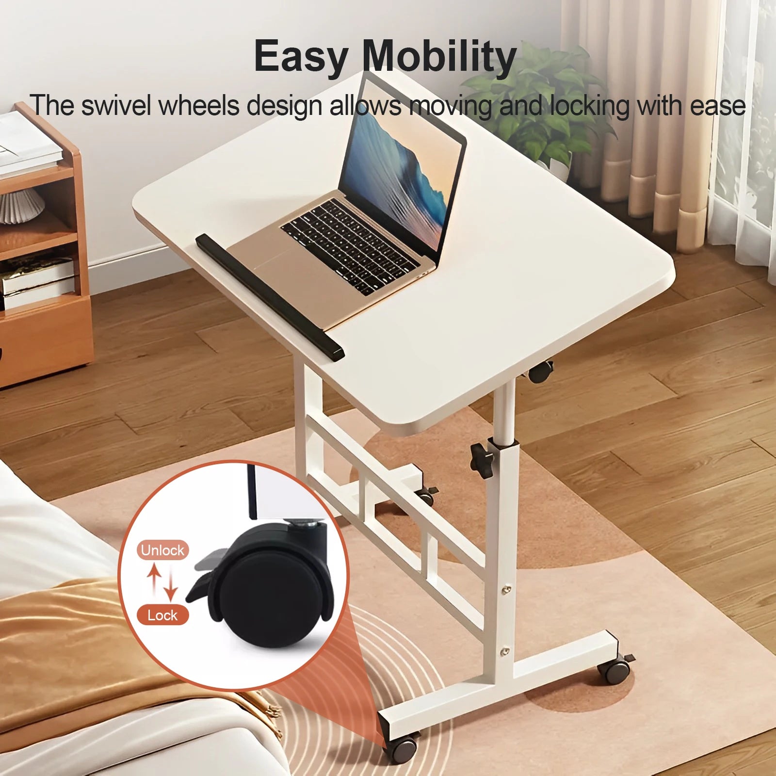 Mobile Standing Desk with Adjustable Height and Angle