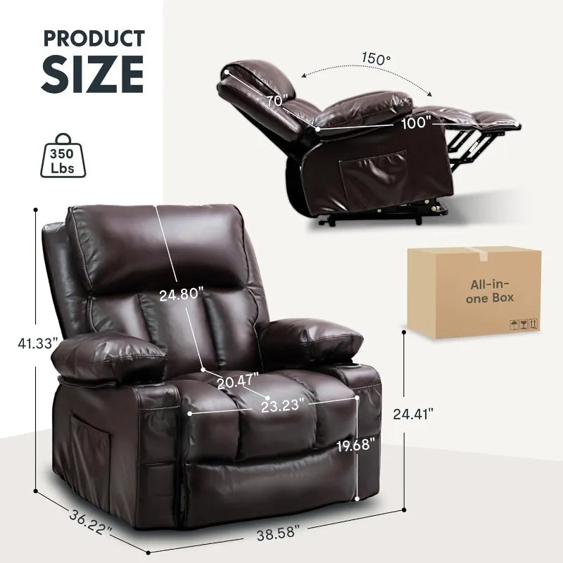 Large Electric Power Lift Recliner with Massage