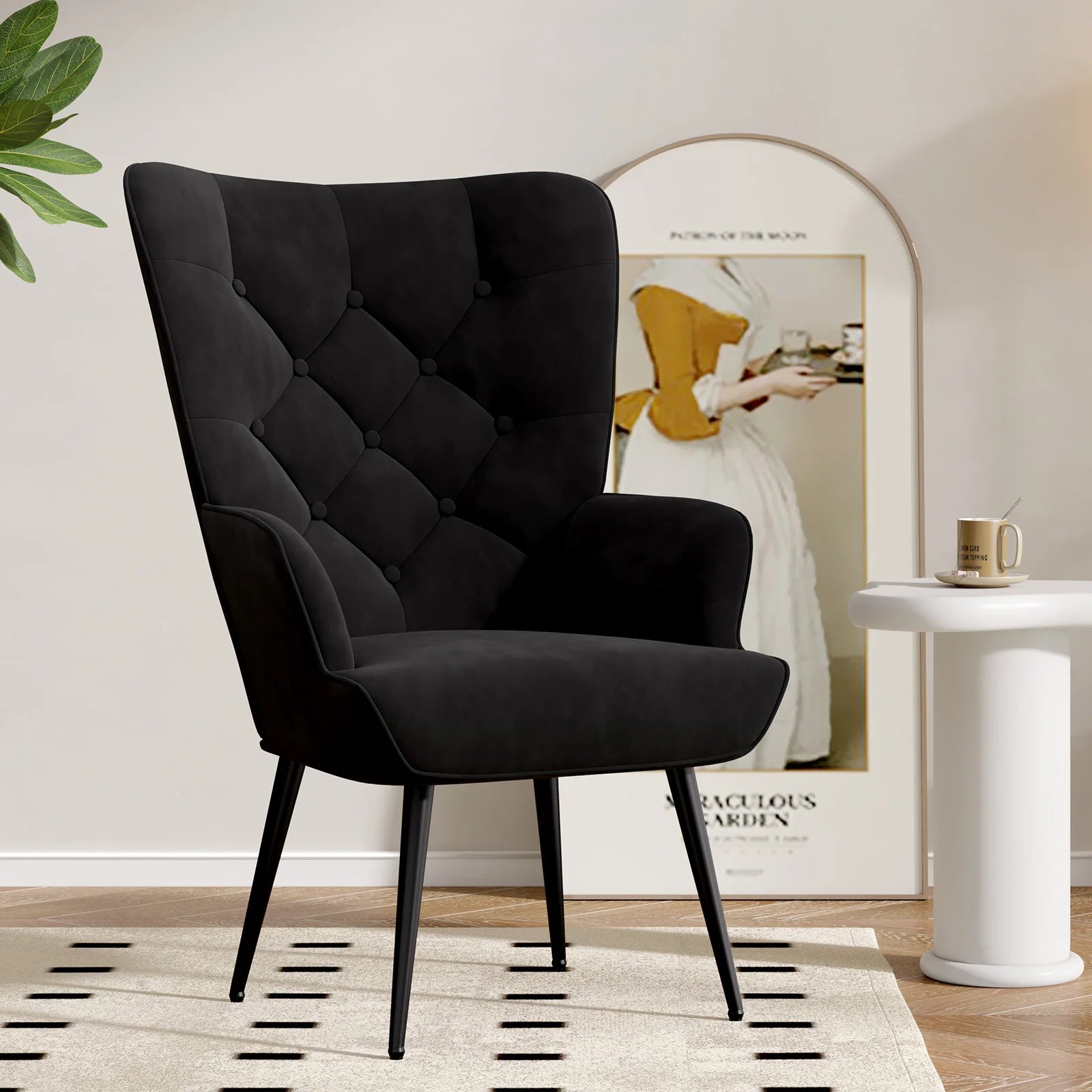 Medieval Modern High Back Velvet Armchair