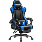Ergonomic Gaming Chair with Footrest and Massage