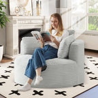 Oversized Round Corduroy Chaise Longue Chair