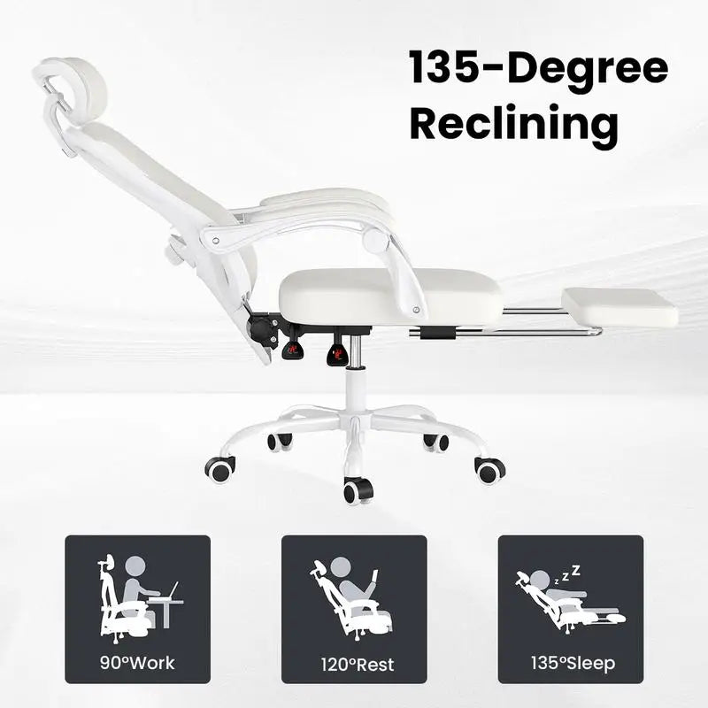 Ergonomic Mesh Office Chair with Footrest and Headrest