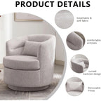 Round Swivel Barrel Accent Chair with Pillow