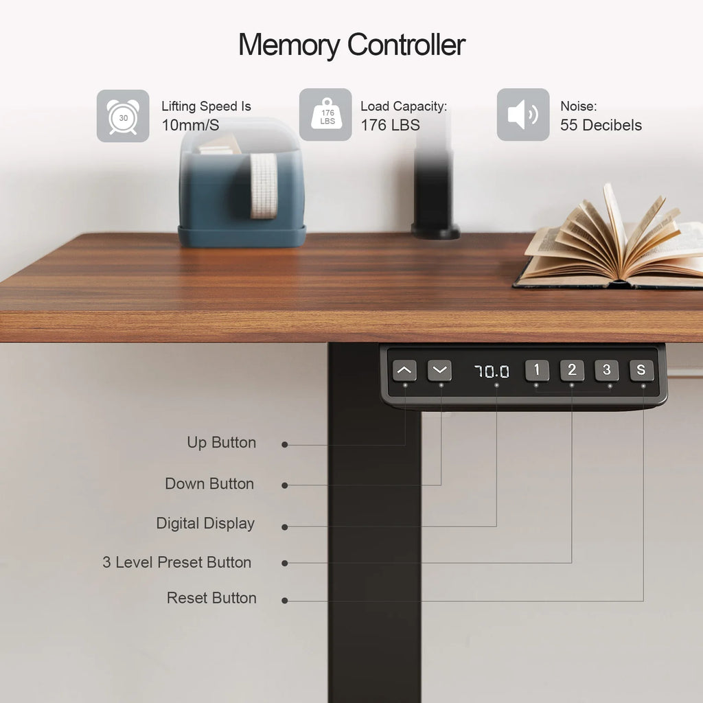 Electric Standing Desk with Adjustable Monitor Shelves