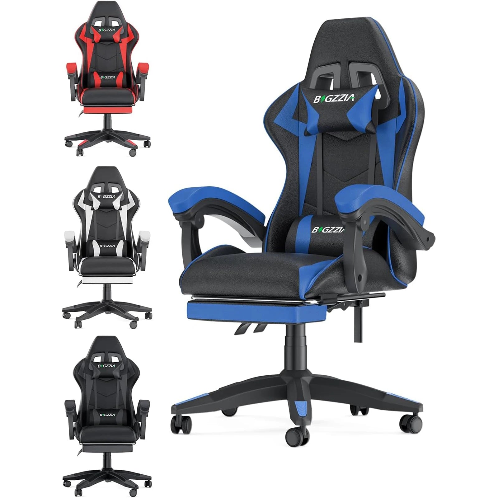 Ergonomic Gaming Chair with Footrest and Headrest