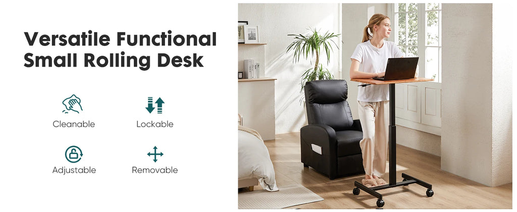 Portable Laptop Computer Desk with Lockable Wheels