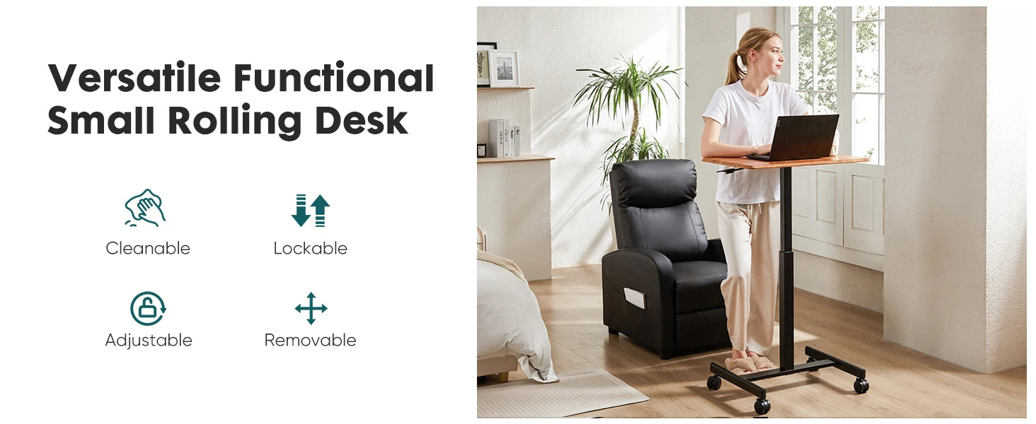 Portable Laptop Computer Desk with Lockable Wheels