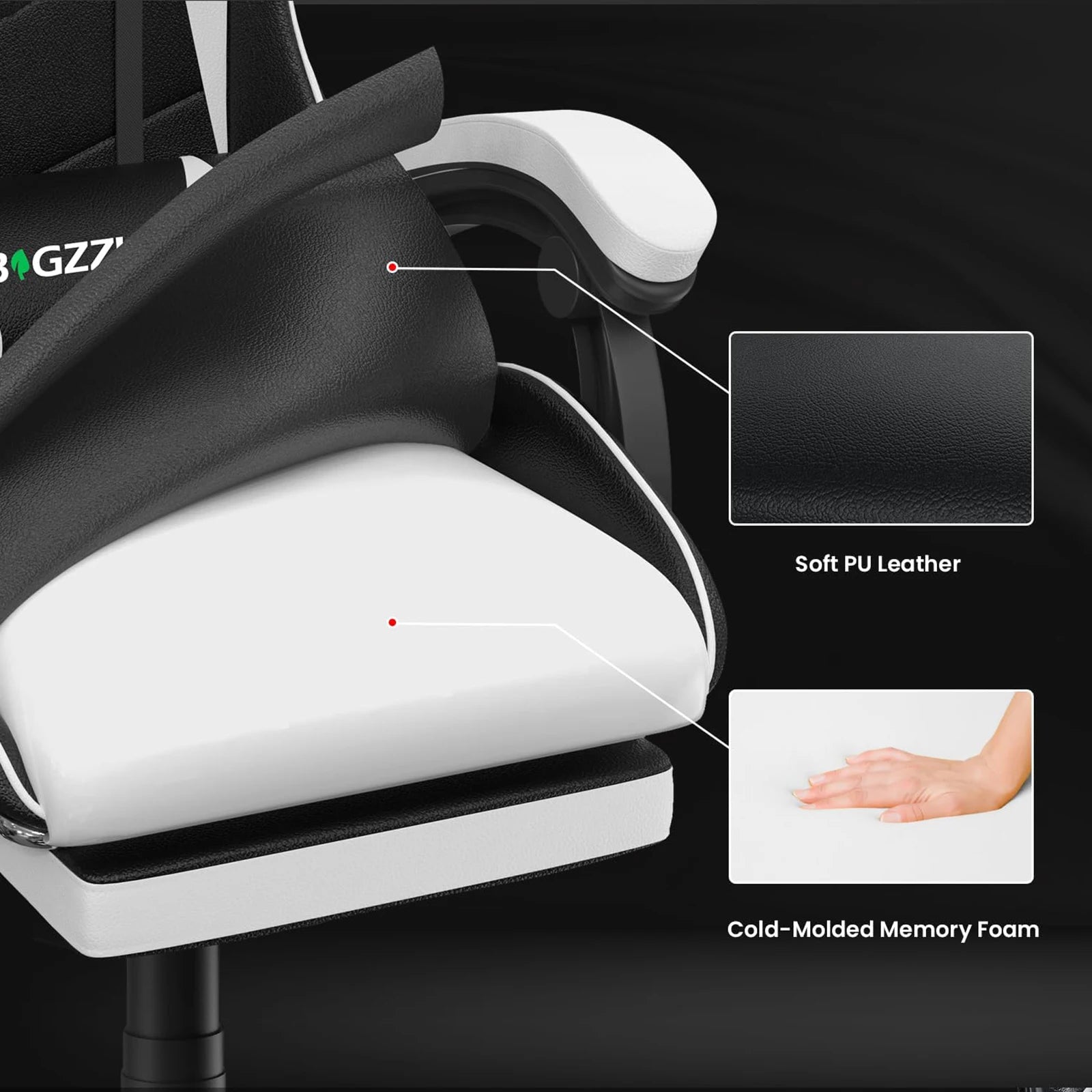 Ergonomic Gaming Chair with Footrest and Headrest