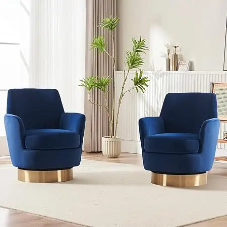 Modern Velvet Swivel Barrel Chair Set of 2