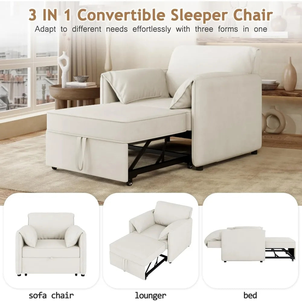 Linen 3-in-1 Convertible Sleeper Chair