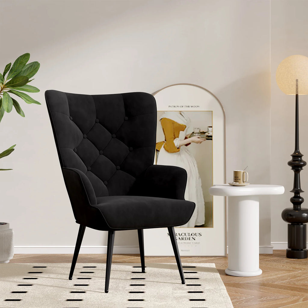 Medieval Modern High Back Velvet Armchair